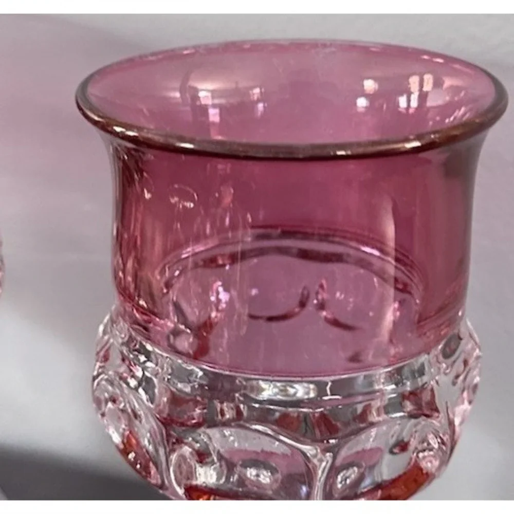 Set of 6 Kings Crown Cranberry Flashed Glass Water Goblets 5.75 Inches Tall